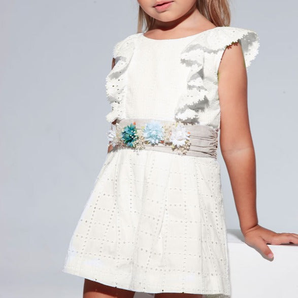 Natural Embroidered Romper