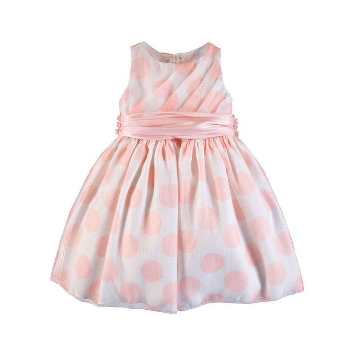 Rose Pink Dots Voile Dress With Sash
