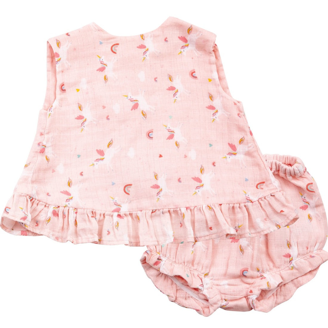 Pink Unicorn Top and Bottom Set with Ruffles