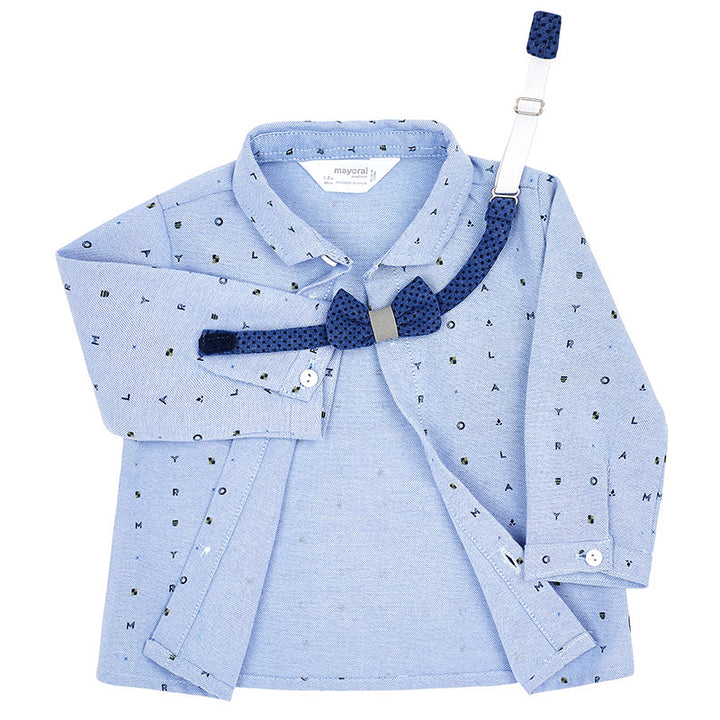 Blue Alphabet Shirt with Bow Tie