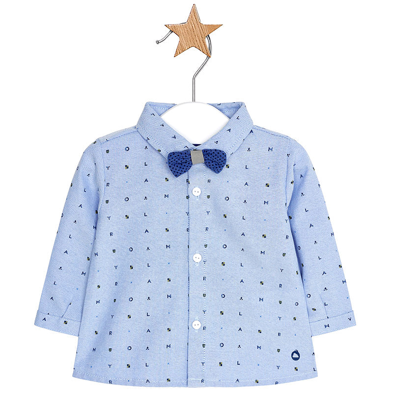 Blue Alphabet Shirt with Bow Tie