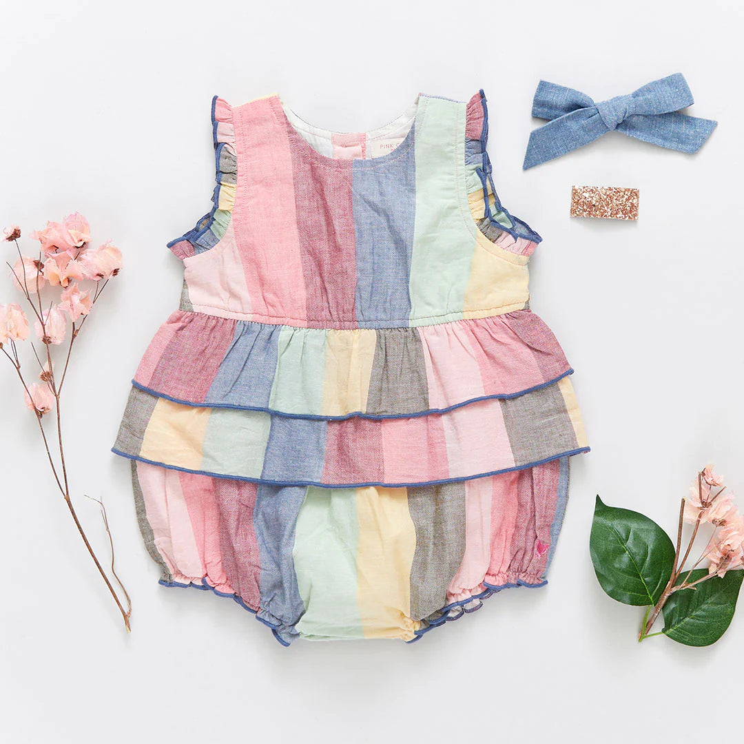 Multi Wide Stripe Baby Girls Heidi Bubble