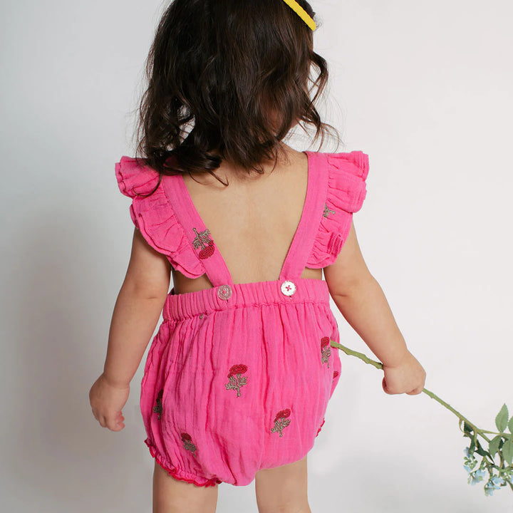 Hot Pink Flowers Baby Girls Emerald Bubble