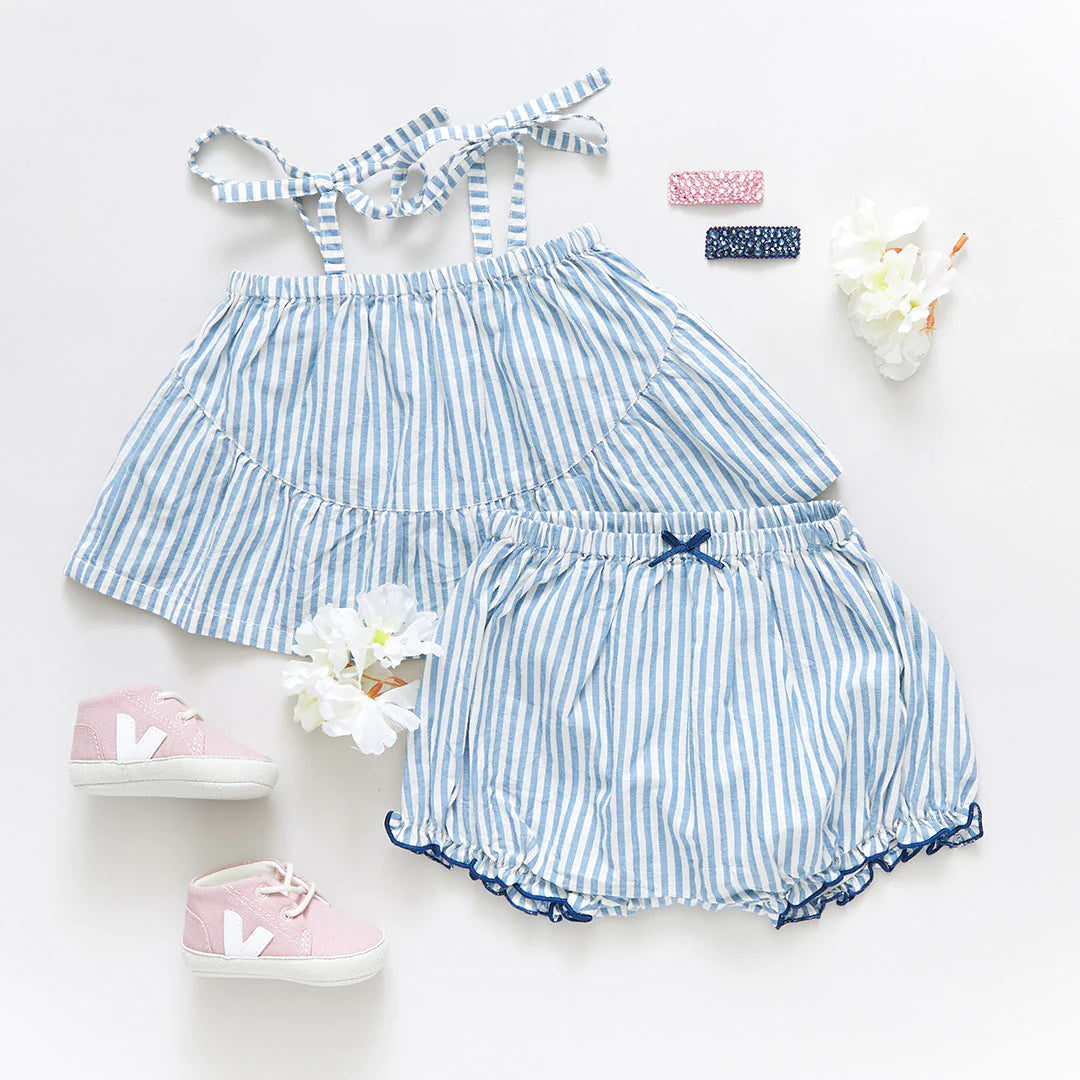 Blue Skinny Stripe Baby Girls Stella 2-Piece Set