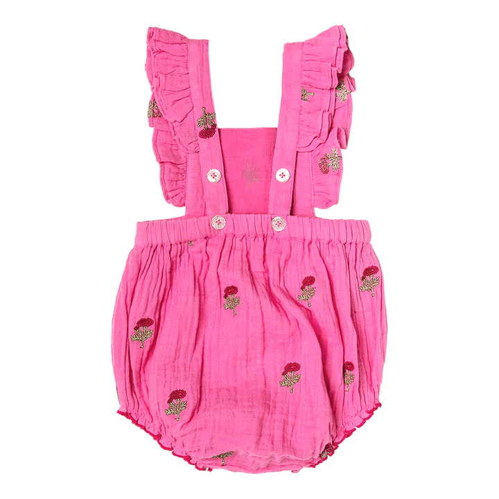 Hot Pink Flowers Baby Girls Emerald Bubble