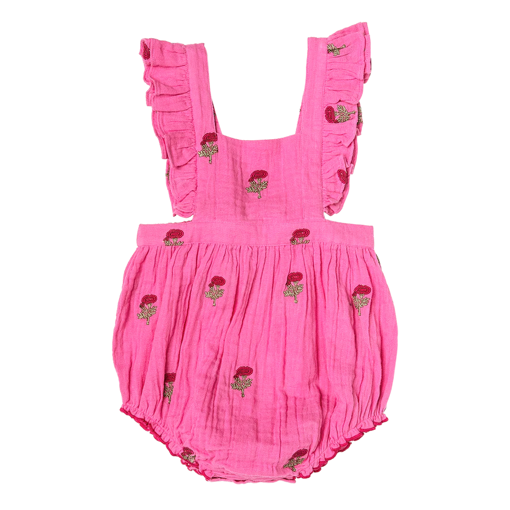 Hot Pink Flowers Baby Girls Emerald Bubble
