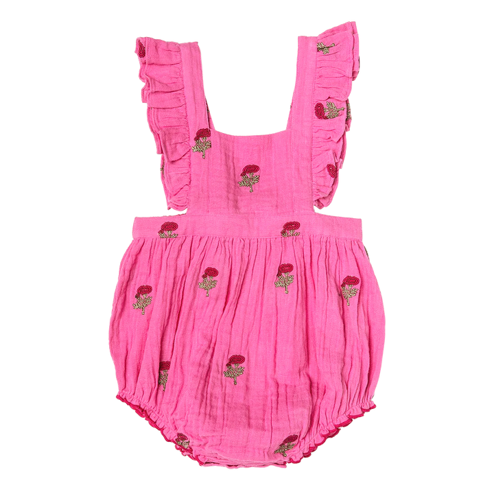 Hot Pink Flowers Baby Girls Emerald Bubble