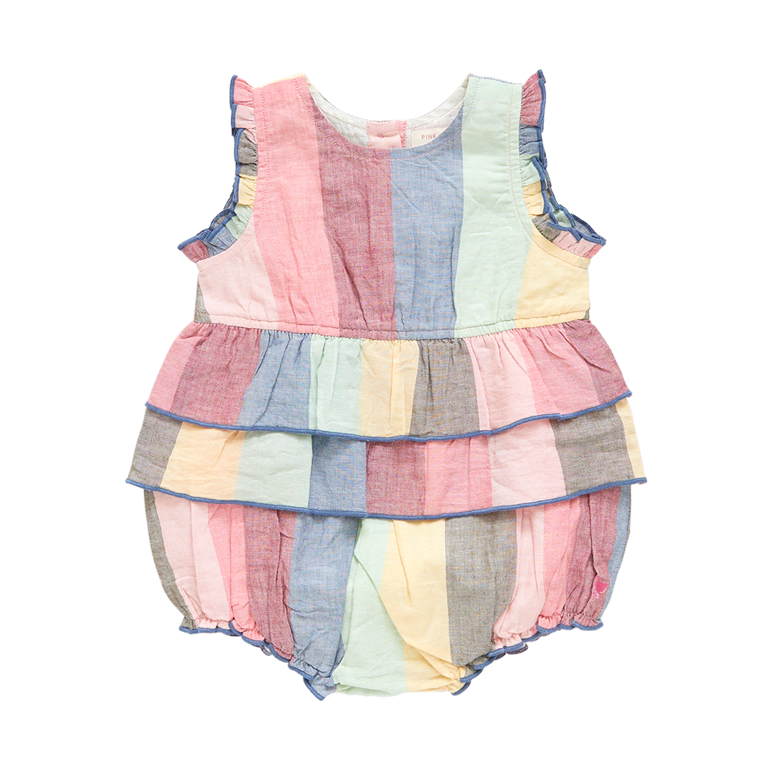Multi Wide Stripe Baby Girls Heidi Bubble
