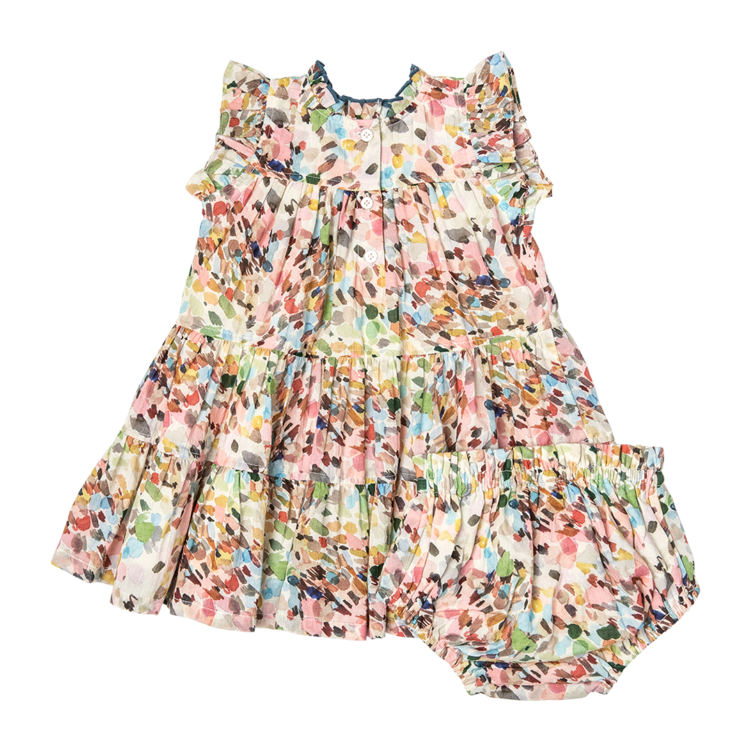 Watercolor Brush Baby Girls Kalani Dress Set