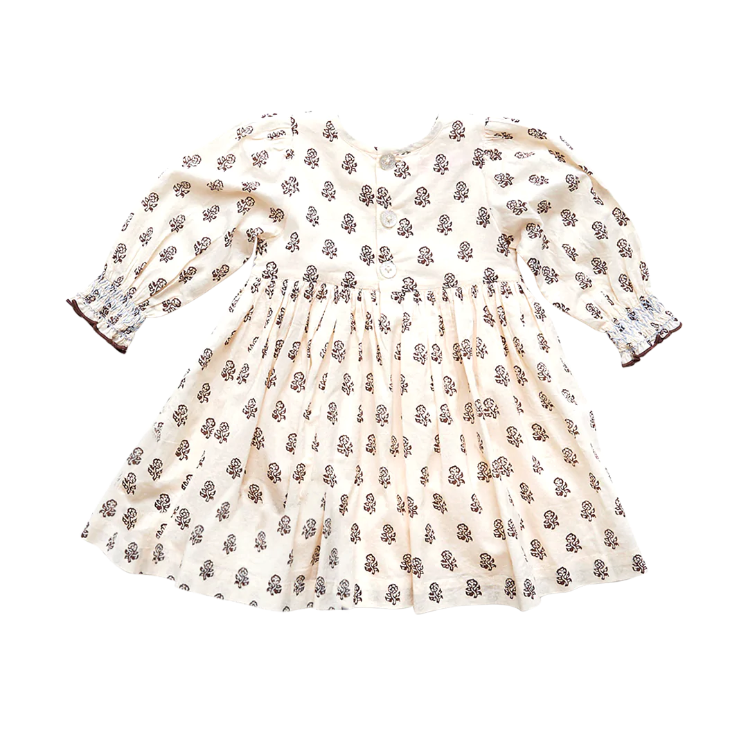 Brown Tiny Floral Baby Nora Dress