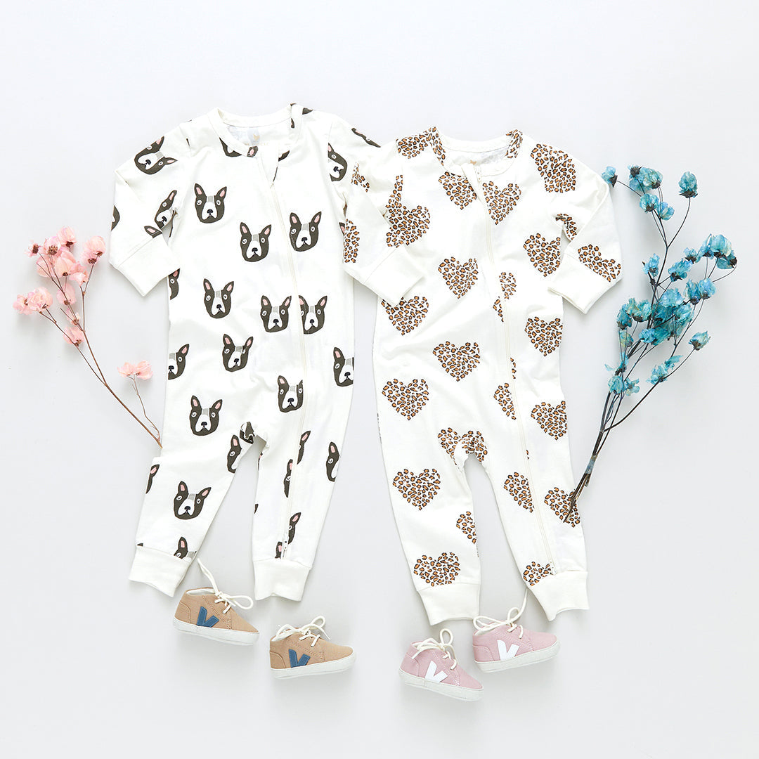 Leopard Heart Baby Organic Romper