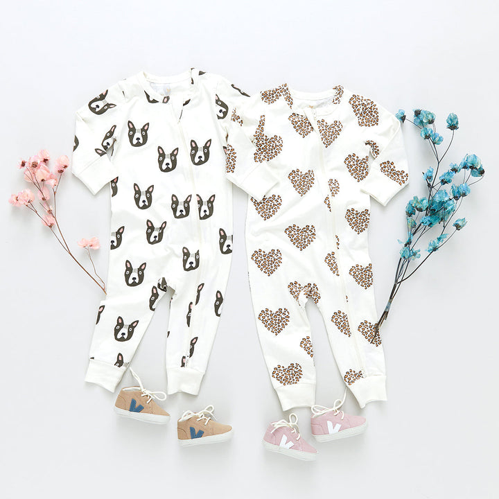 Leopard Heart Baby Organic Romper