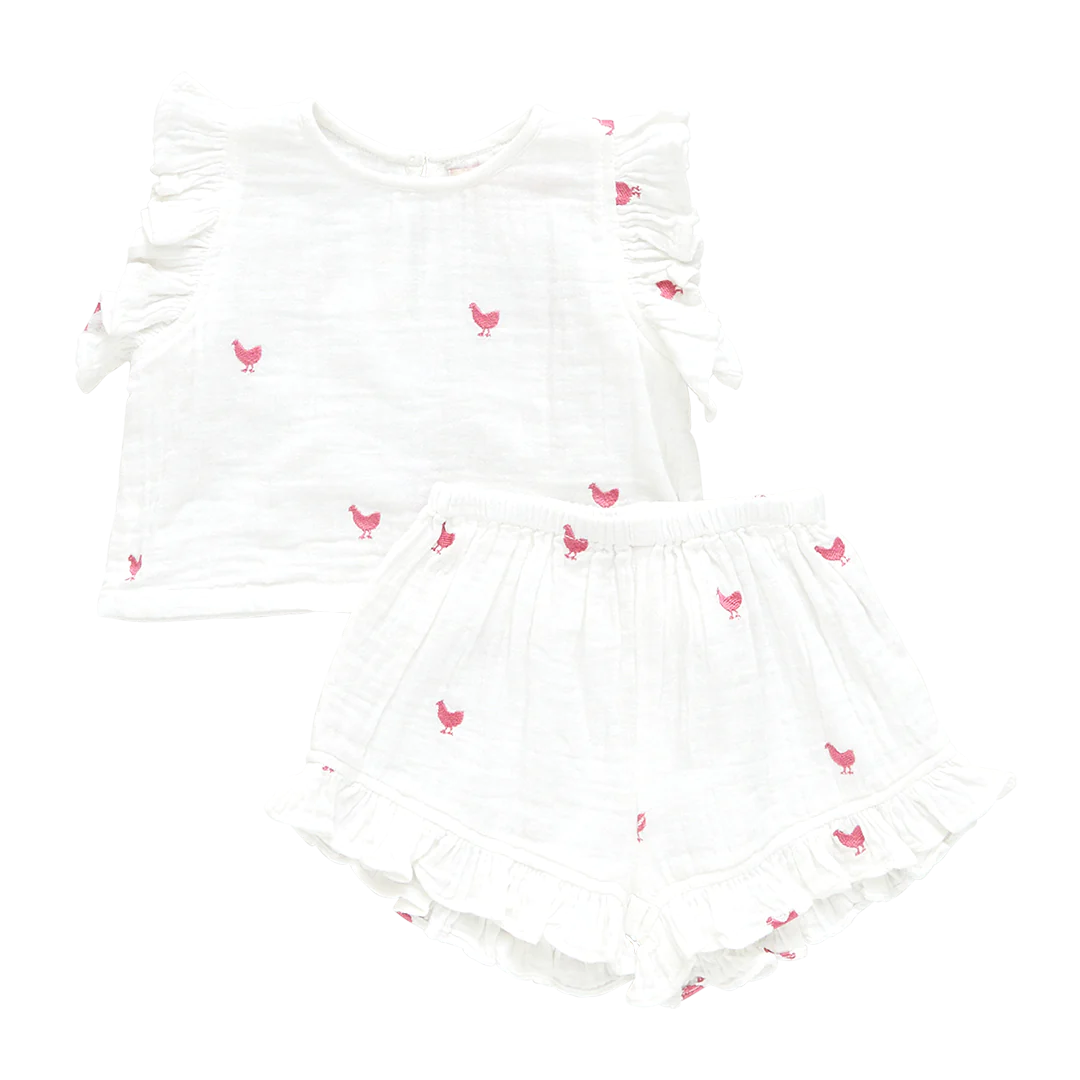Pink Chickens Baby Girls Roey 2-Piece Set