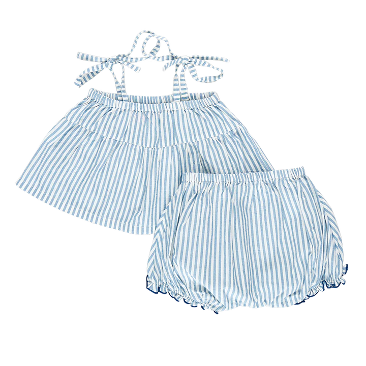 Blue Skinny Stripe Baby Girls Stella 2-Piece Set