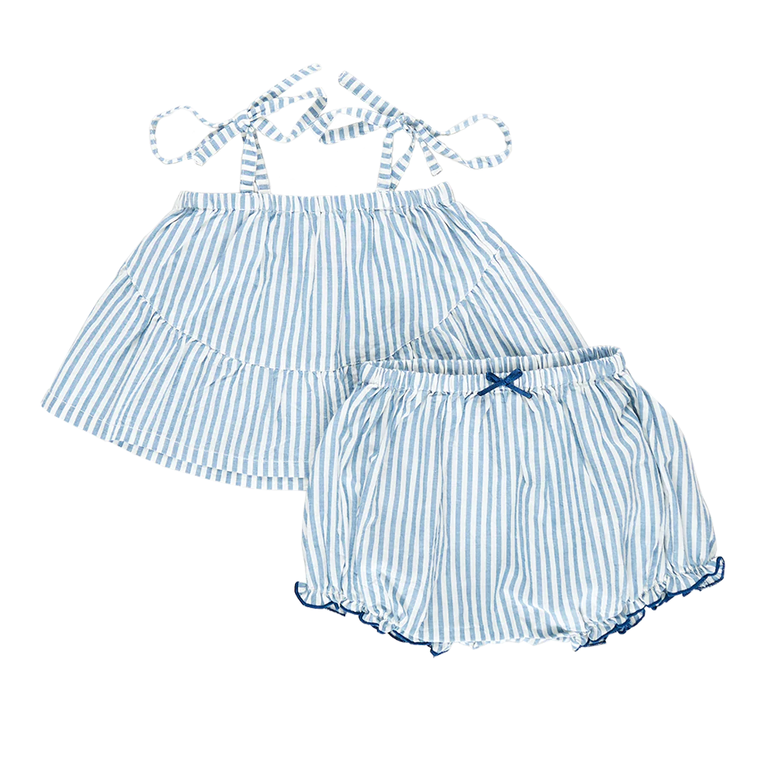 Blue Skinny Stripe Baby Girls Stella 2-Piece Set