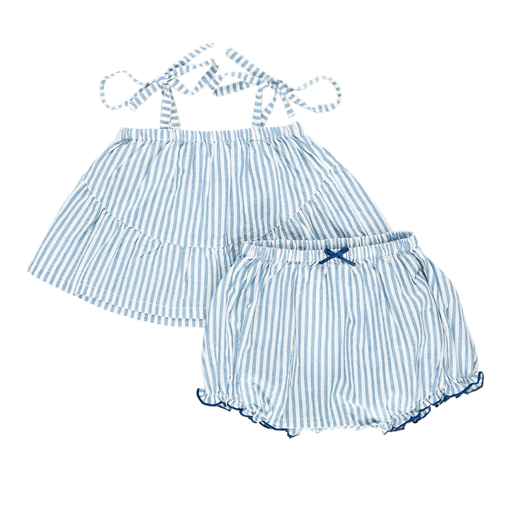 Blue Skinny Stripe Baby Girls Stella 2-Piece Set