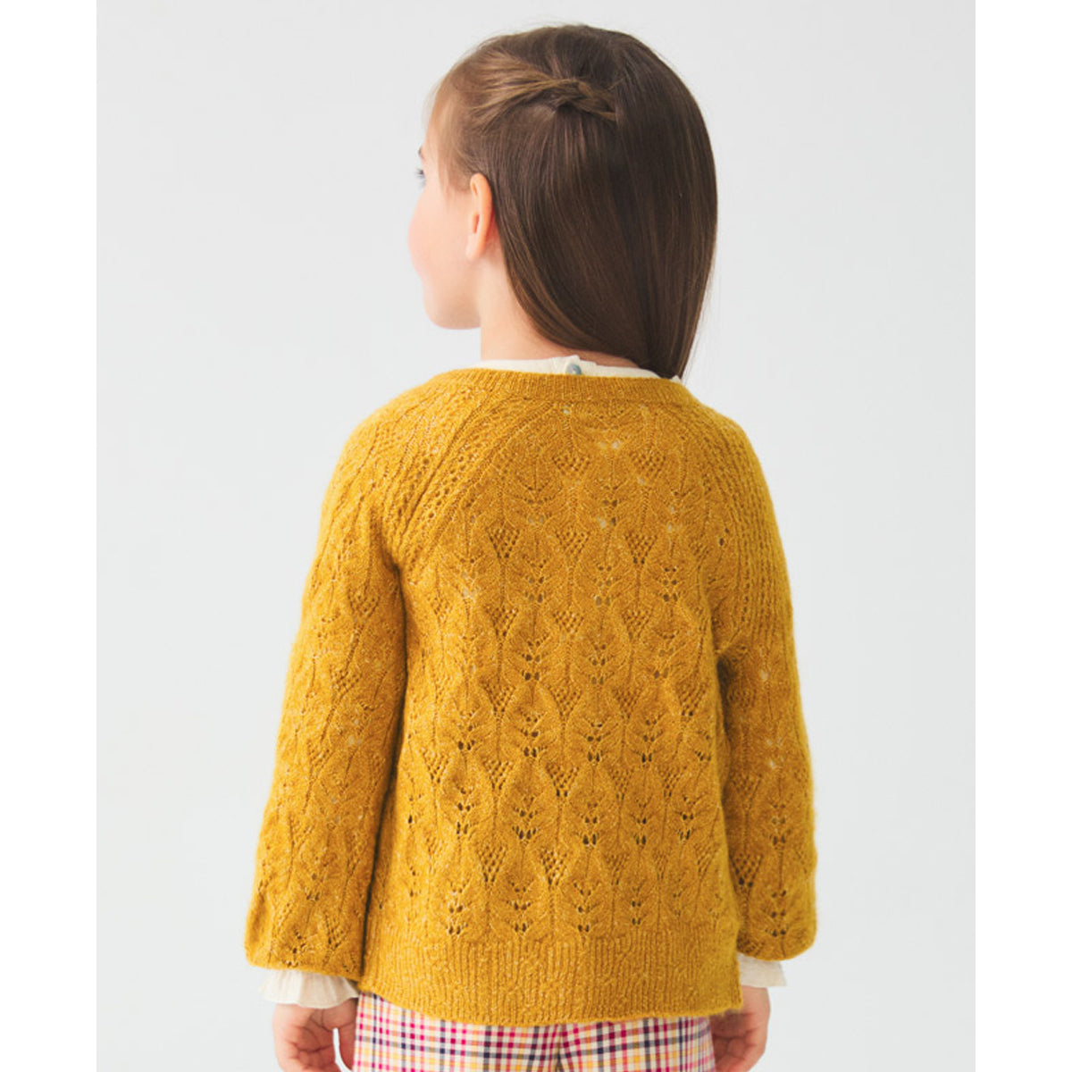 Mustard Yellow Openwork Knit Cardigan