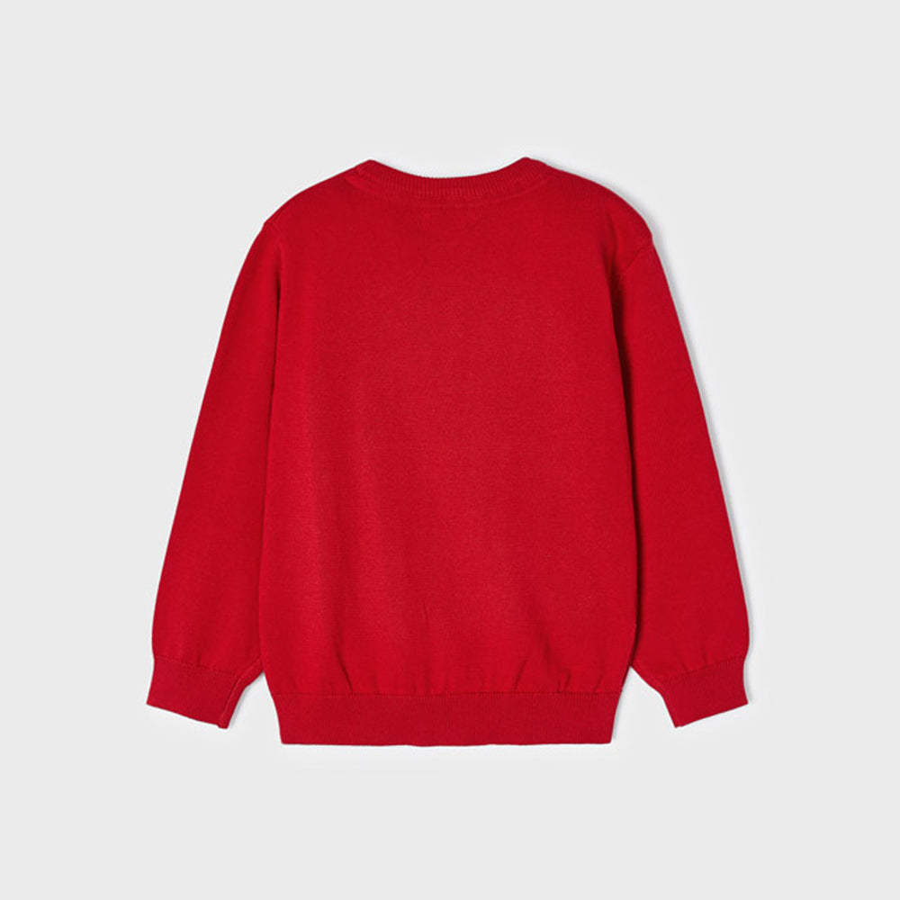 Ecofriends Berry Red Jersey Knit Round Collar Sweater