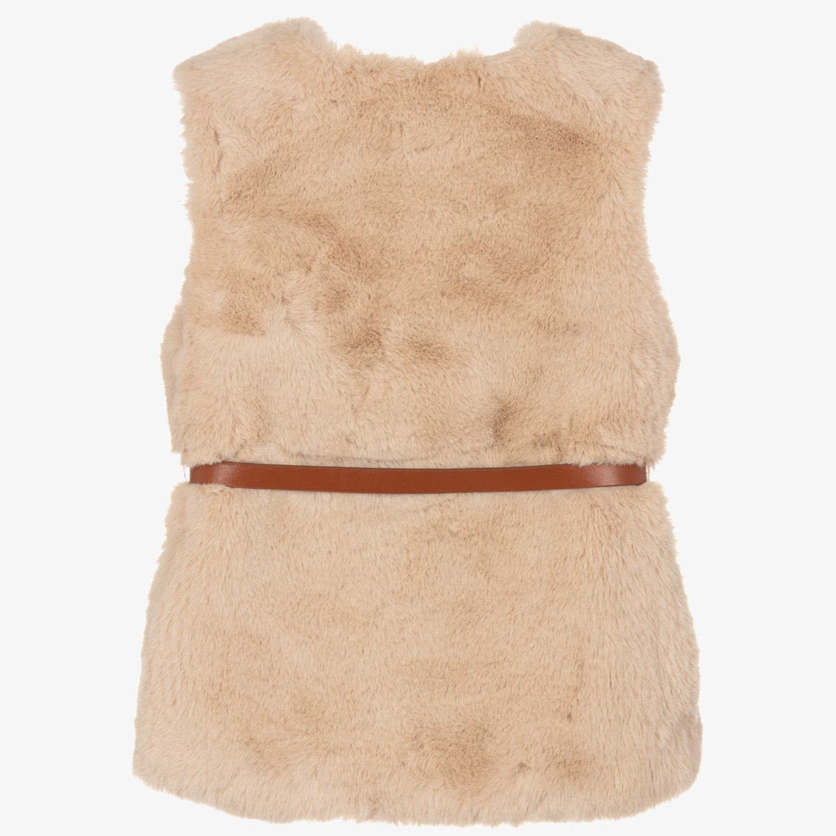 Beige Fur Vest with Belt