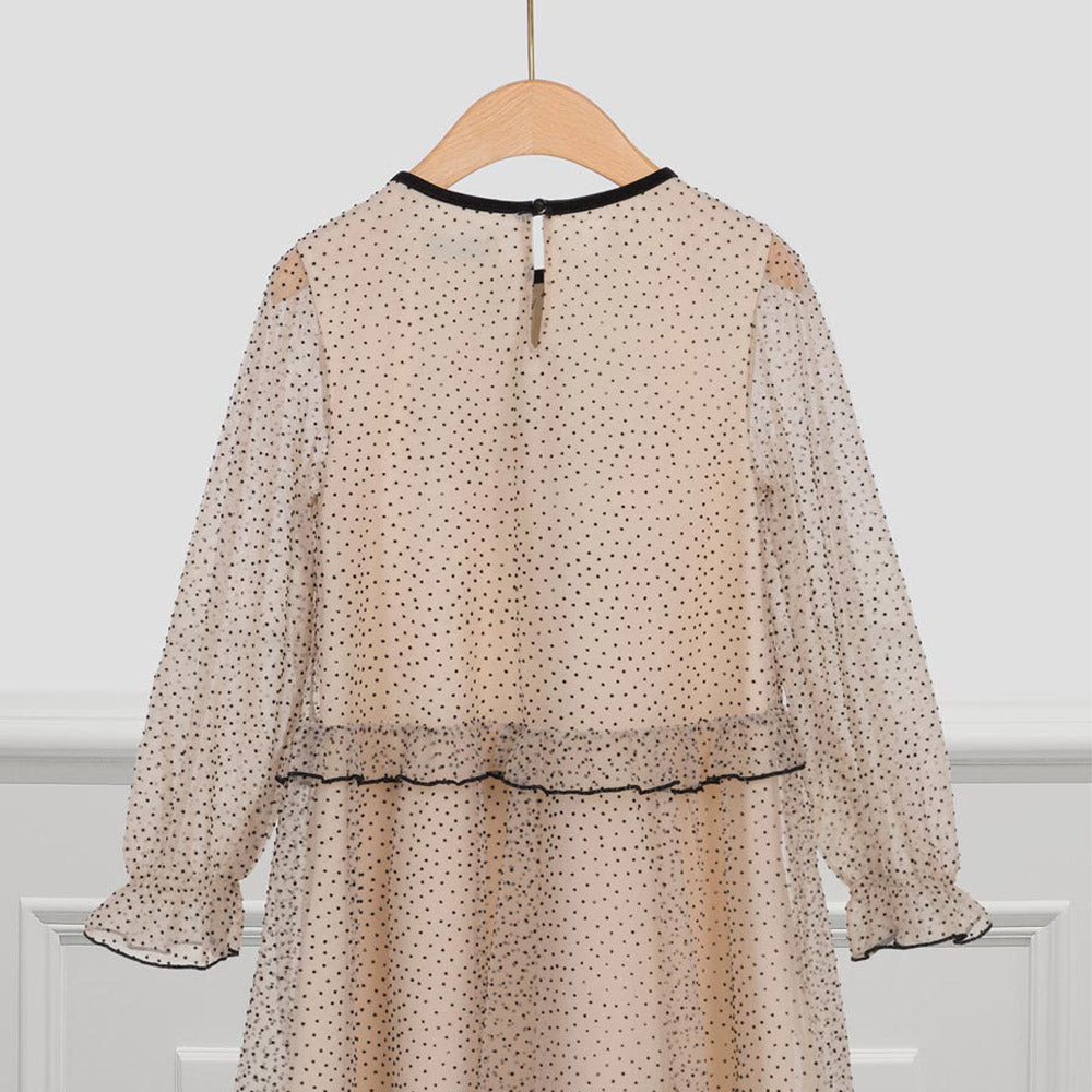 Beige Polka Dot Tulle Dress