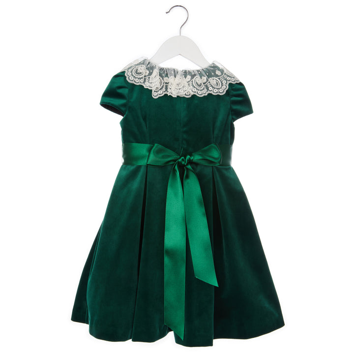 Green Deluxe Velvet Dress With Lace