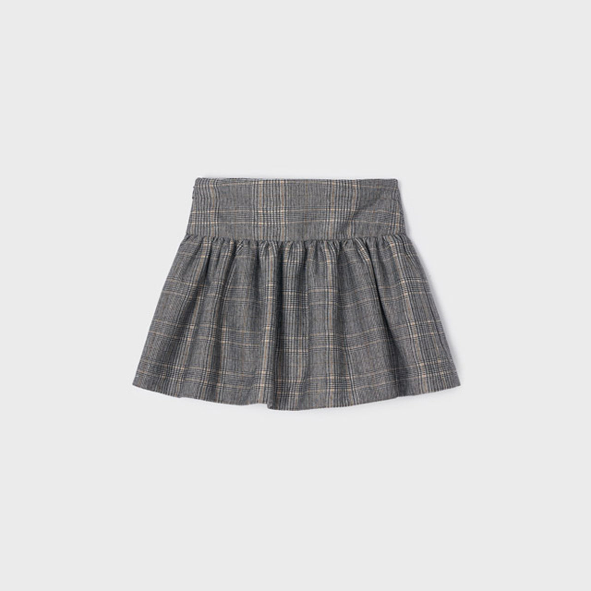 Grey Plaid Skirt With Bow