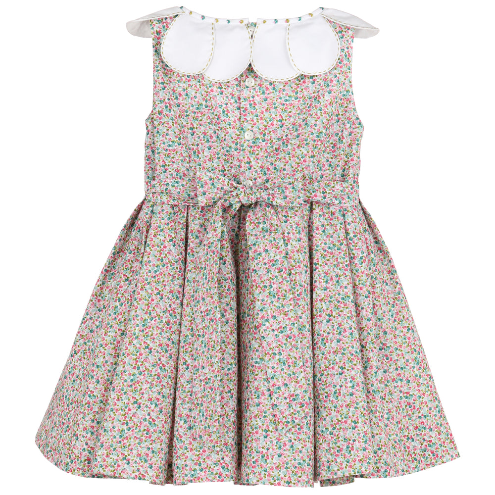 Aqua Floral Petal Collar Dress