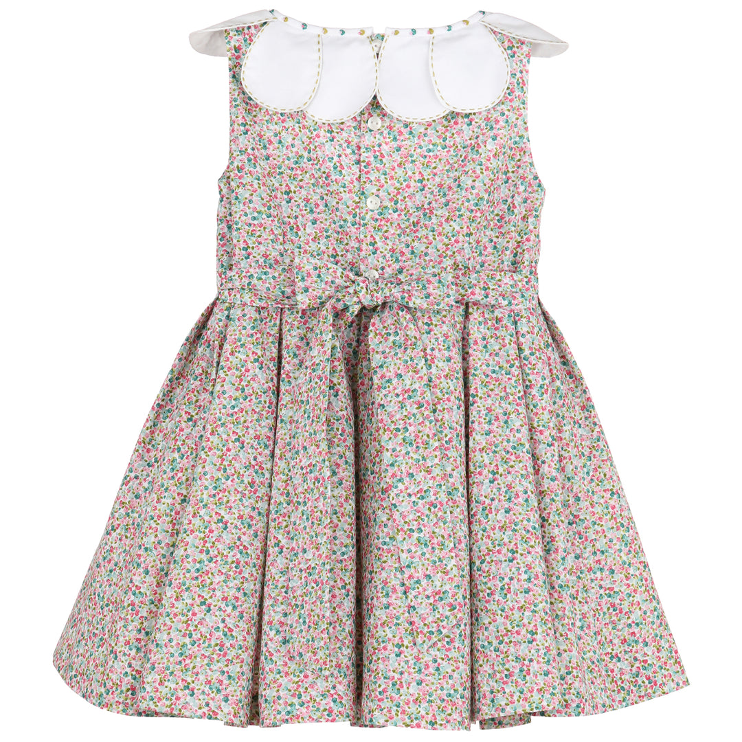 Aqua Floral Petal Collar Dress