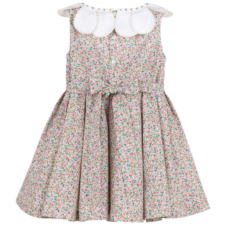 Aqua Floral Petal Collar Dress