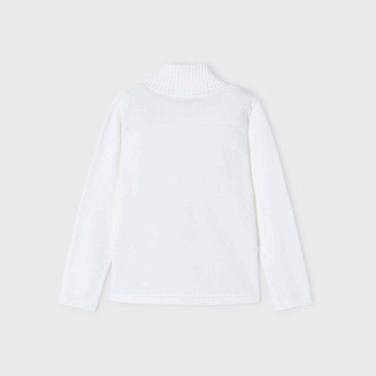 Ecofriends White Jersey Knit Round Collar Turtleneck Sweater