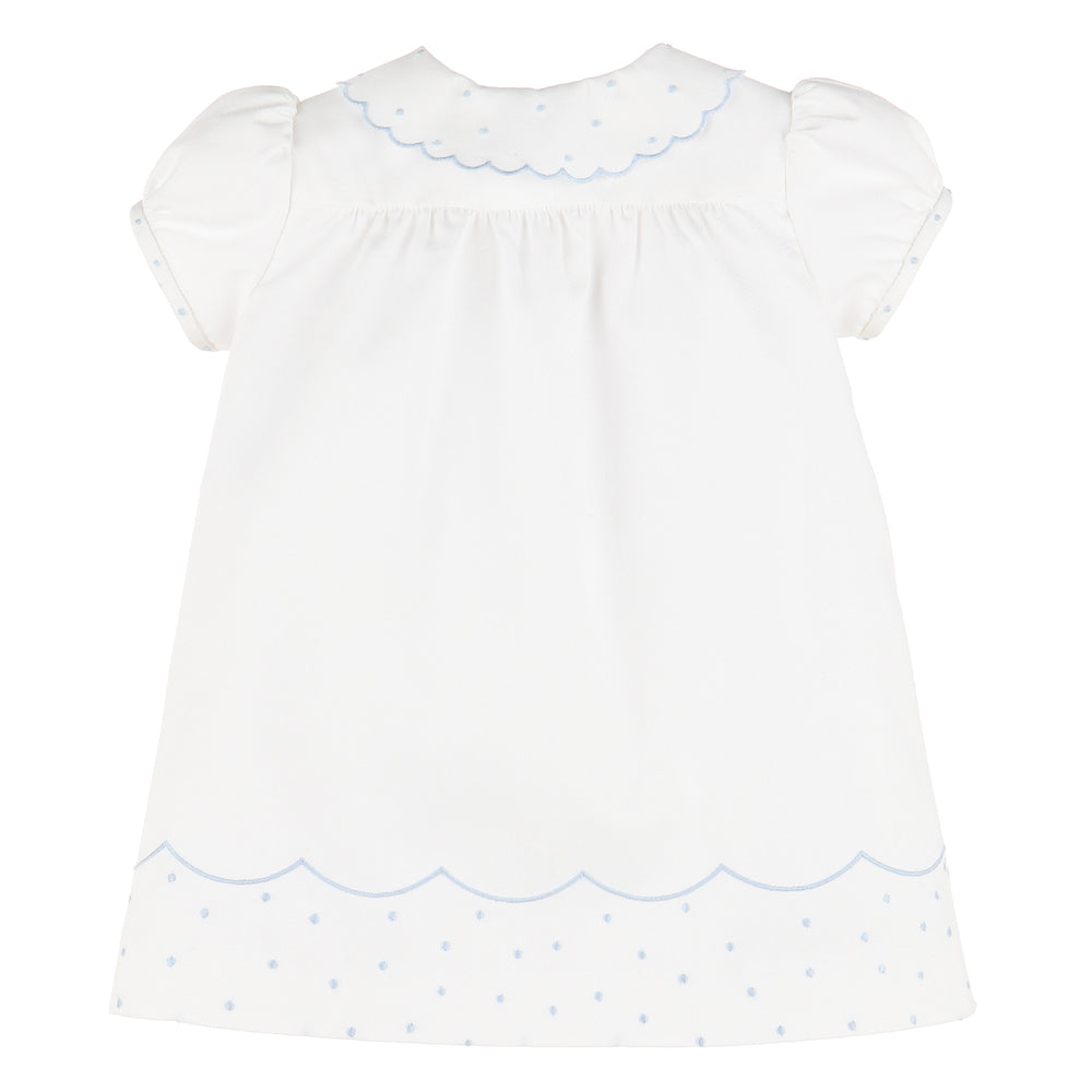 Blue & White Scalloped Day Gown