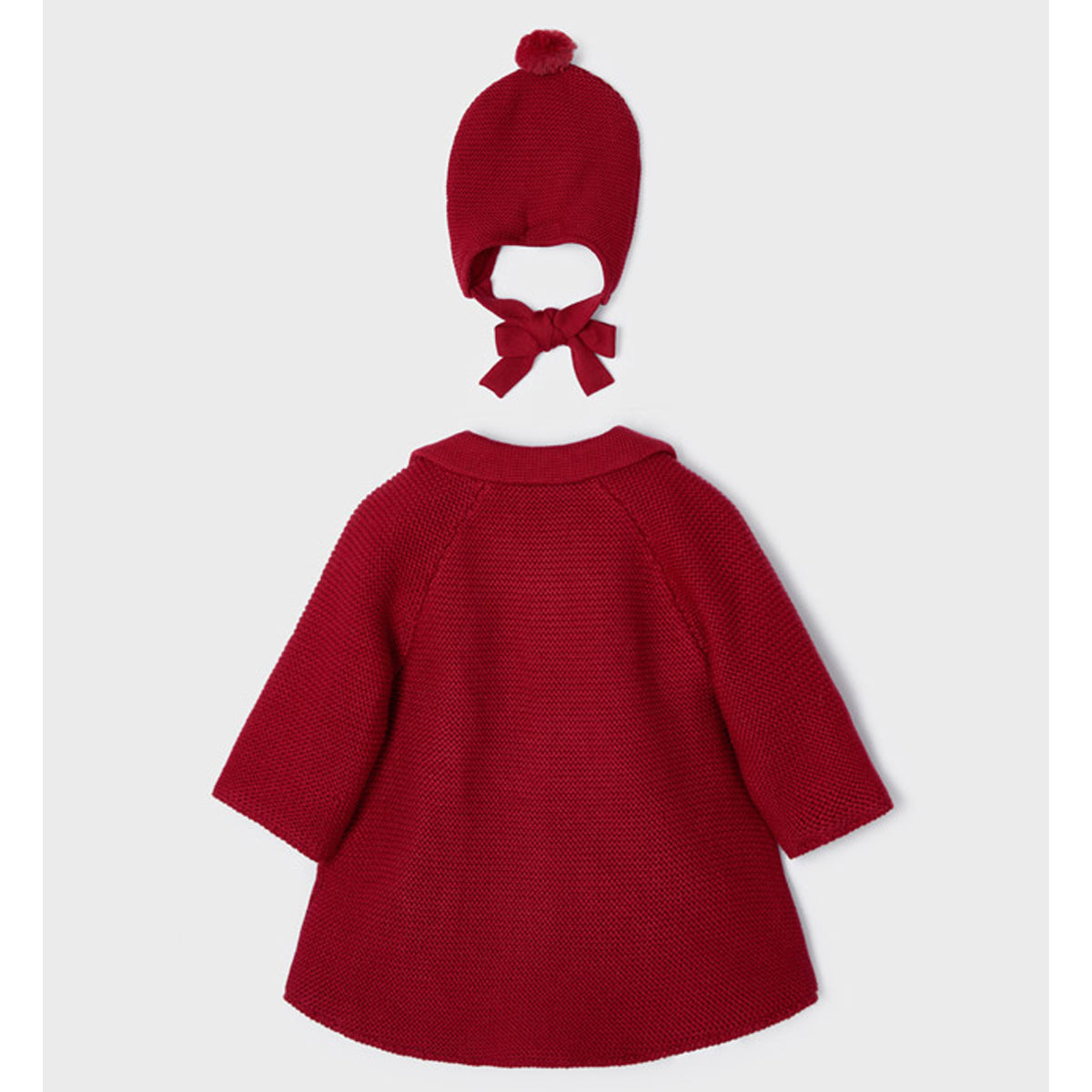 Red Knit Coat With Hat