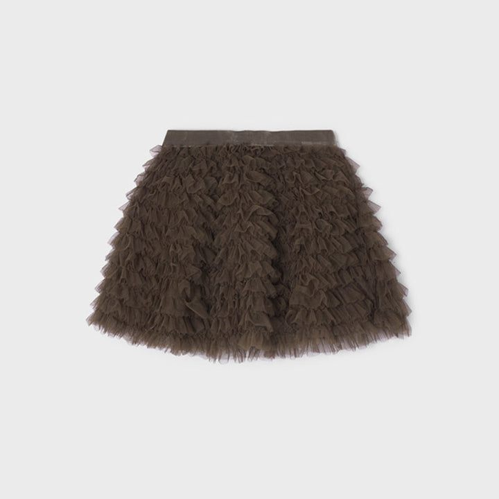 Mocha Ruffled Tulle Skirt