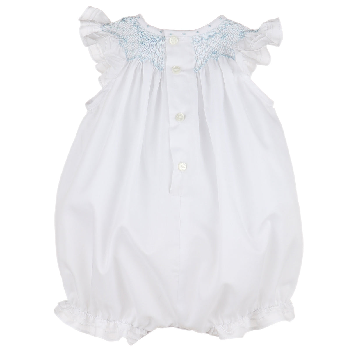 White Classic Bubble With Floral Geometric Smocking
