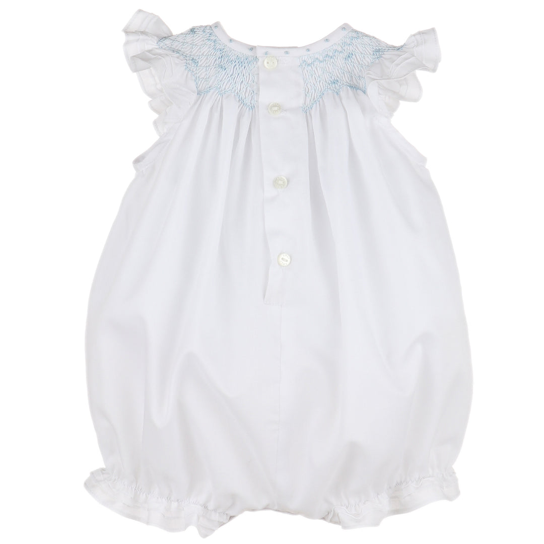 White Classic Bubble With Floral Geometric Smocking