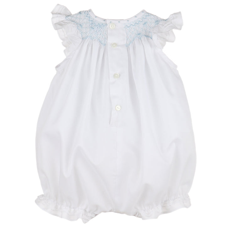 White Classic Bubble With Floral Geometric Smocking