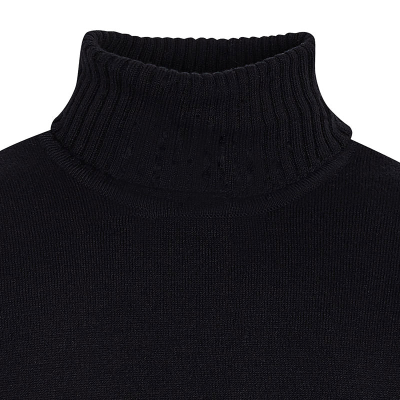 Black Knitted Cotton Turtleneck Sweater