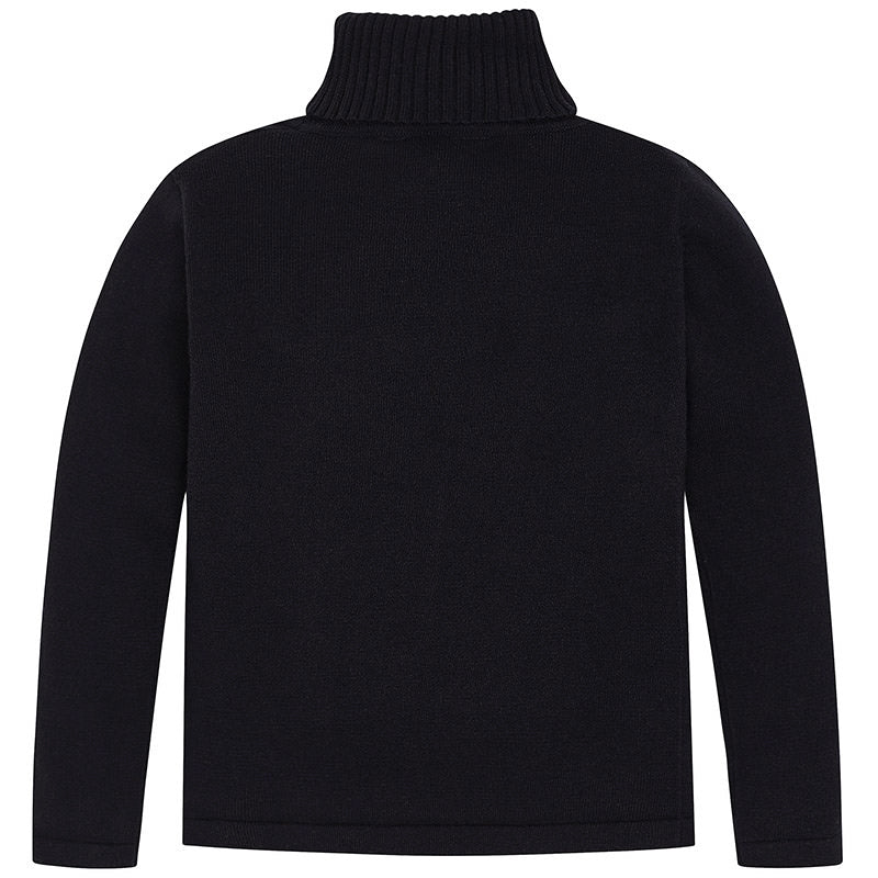 Black Knitted Cotton Turtleneck Sweater