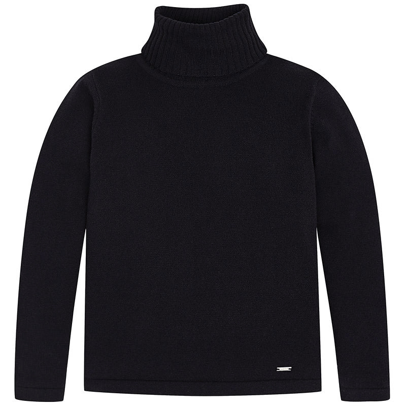 Black Knitted Cotton Turtleneck Sweater