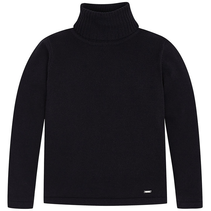 Black Knitted Cotton Turtleneck Sweater