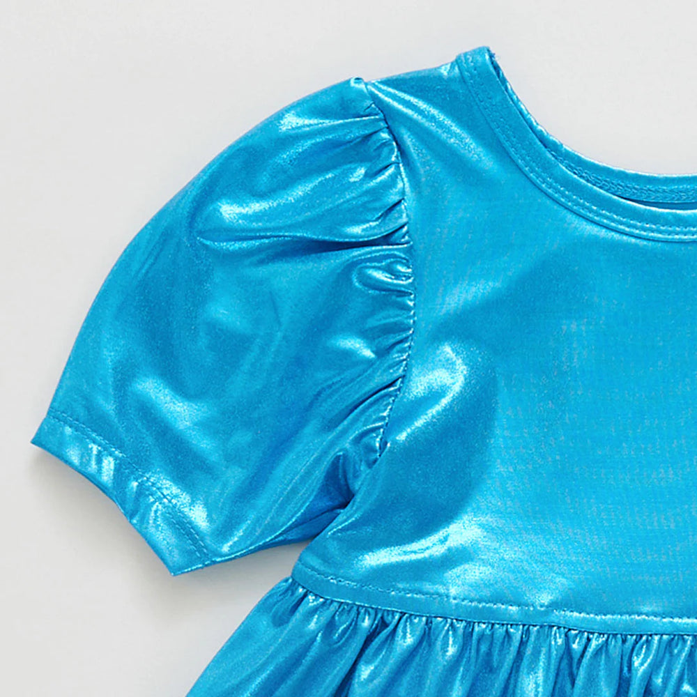 Teal Girls Lame Laurie Dress