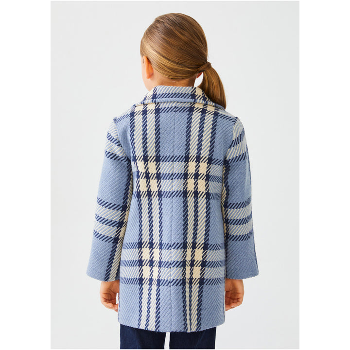 Blue Plaid Long Sleeve Coat