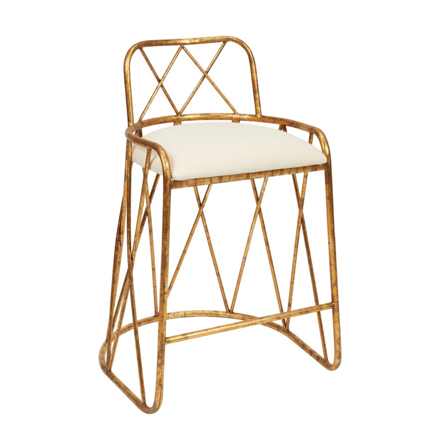 Aged Gold Patsy Counter Height Barstool w/ Light Linen Cushion
