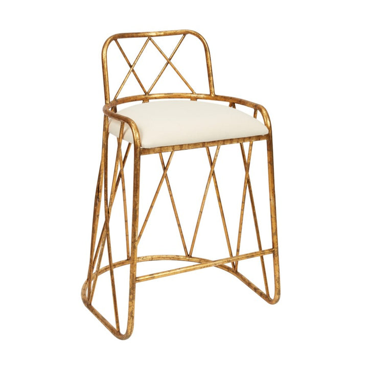 Aged Gold Patsy Counter Height Barstool w/ Light Linen Cushion