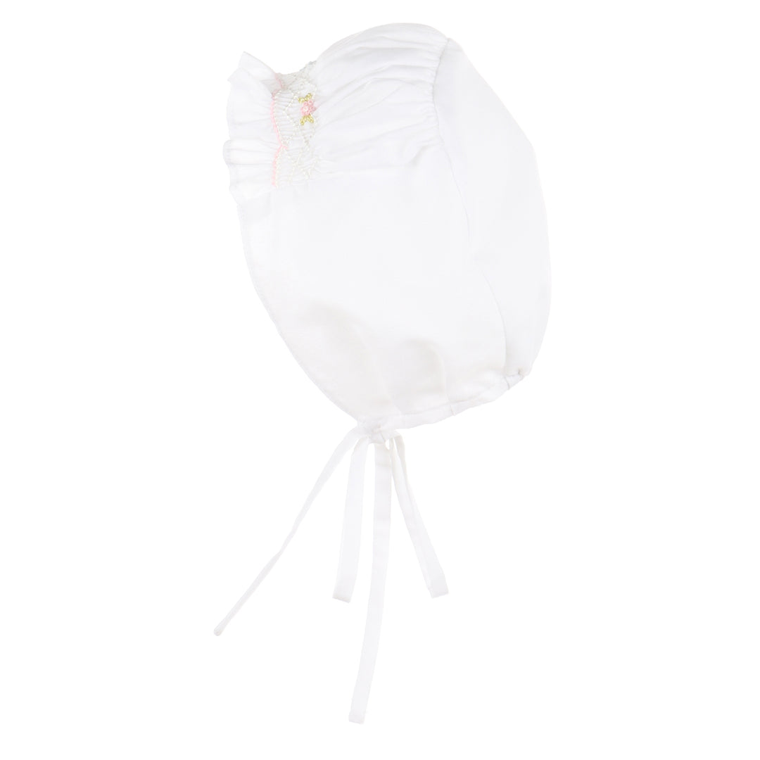 White Smocked Bishop Set With Bloomers & Bonnet