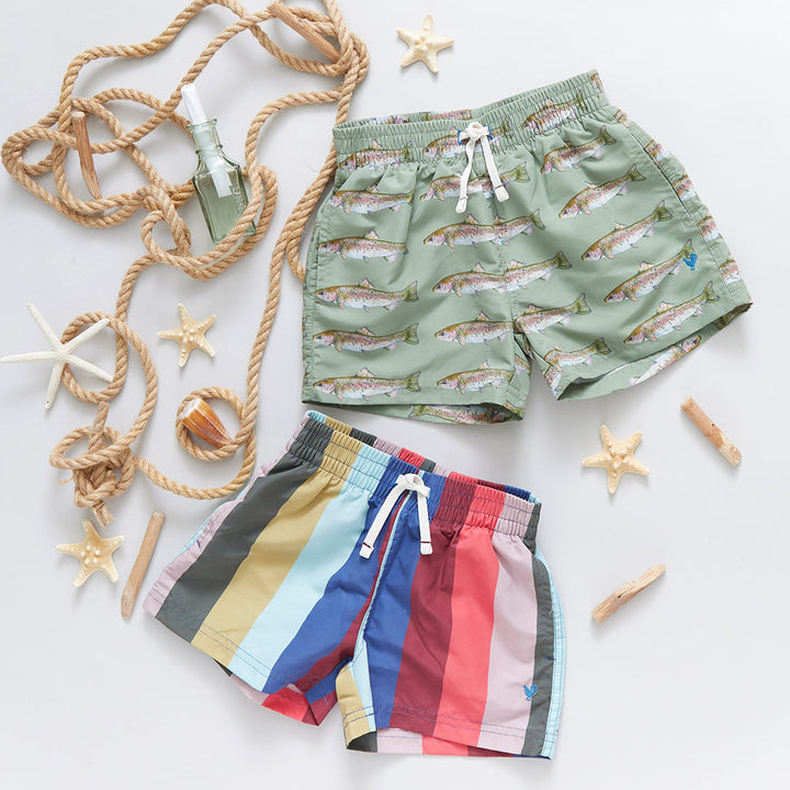 Baby & Boys Olive Rainbow Trout Swim Trunk