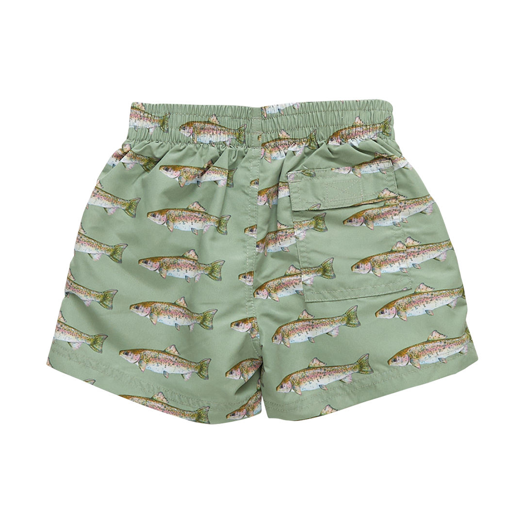 Baby & Boys Olive Rainbow Trout Swim Trunk