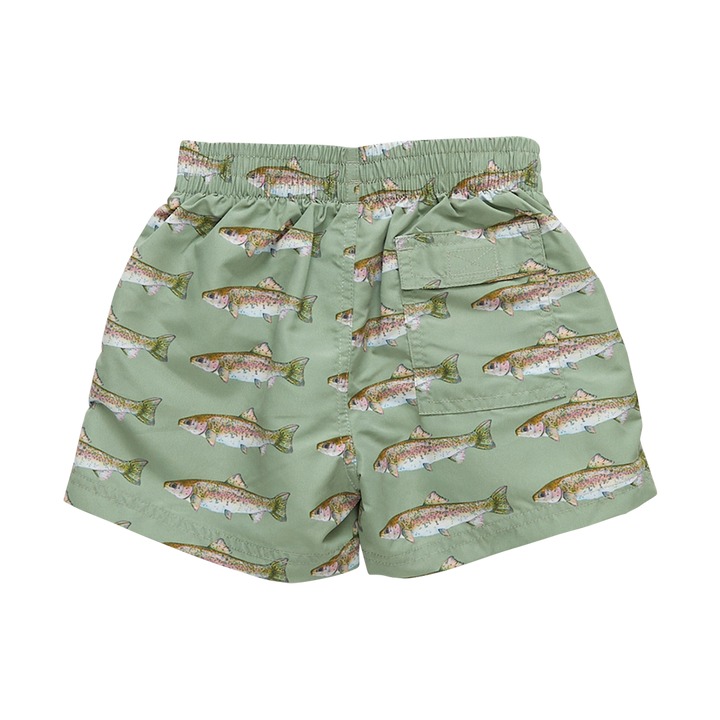 Baby & Boys Olive Rainbow Trout Swim Trunk