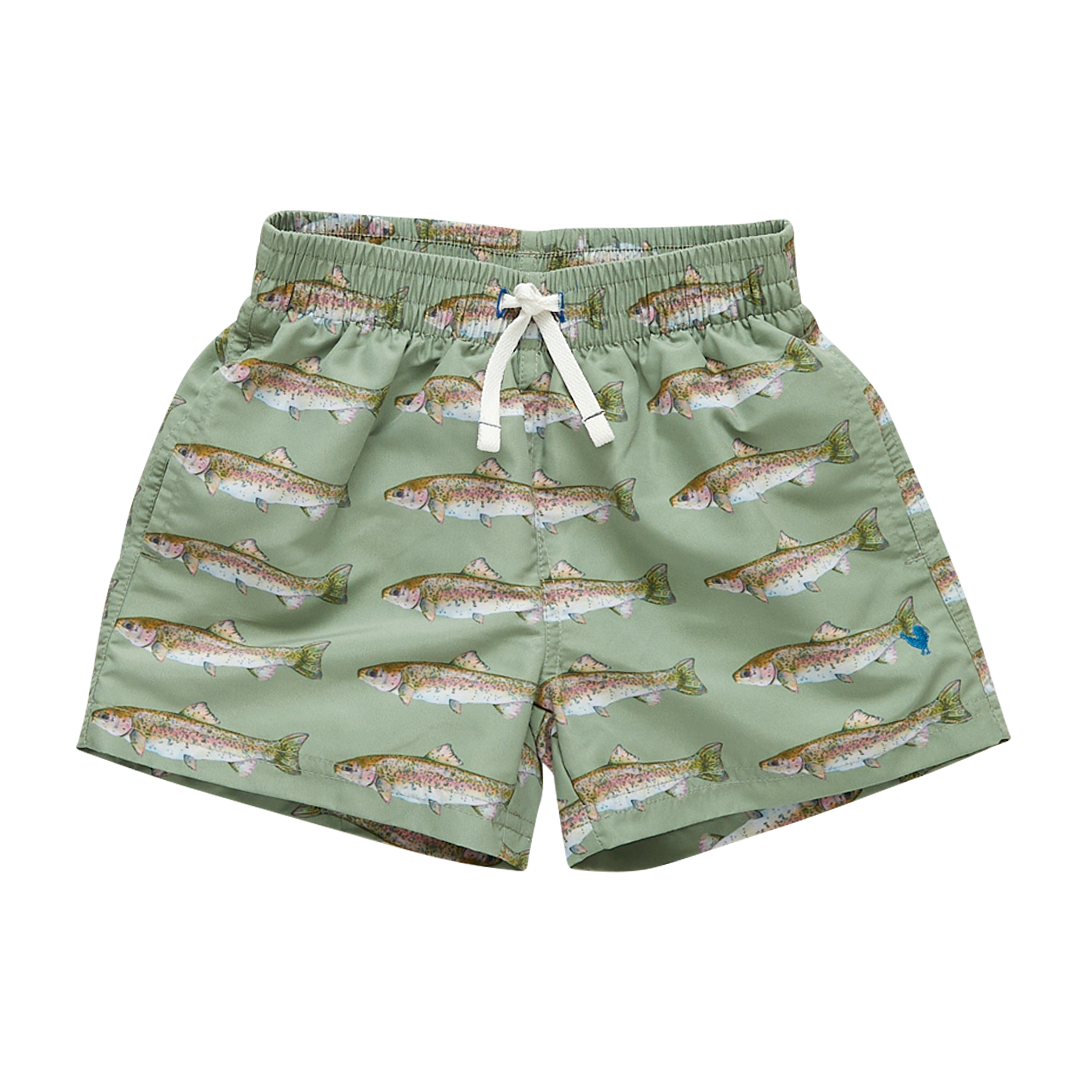 Baby & Boys Olive Rainbow Trout Swim Trunk