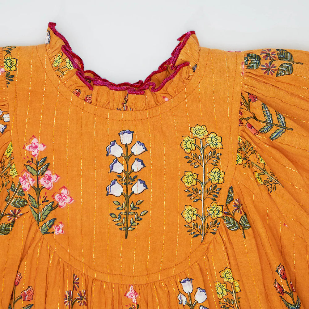 Gold Field Floral Girls Brayden Dress